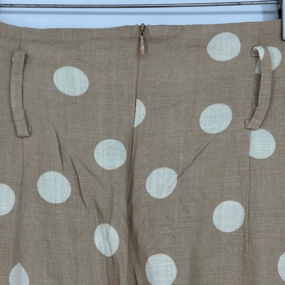 ZARA Polka Dot Linen Skirt Y2K Beige Cream Linen Blend Women Small missing belt - Picture 5 of 7